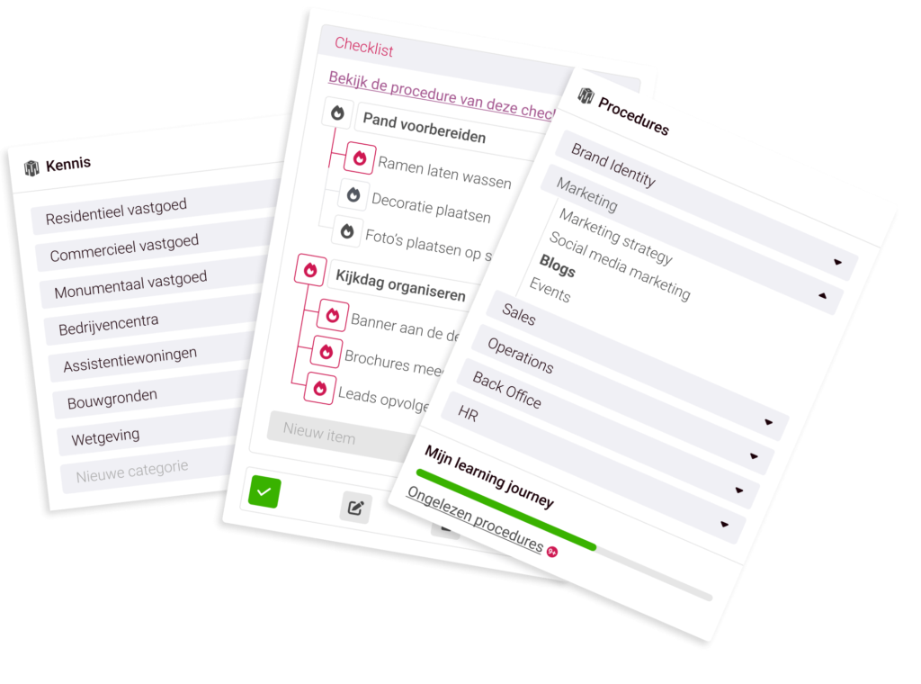 Teamify procedurebord voor werkinstructies, procesbeschrijvingen en producthandleidingen.